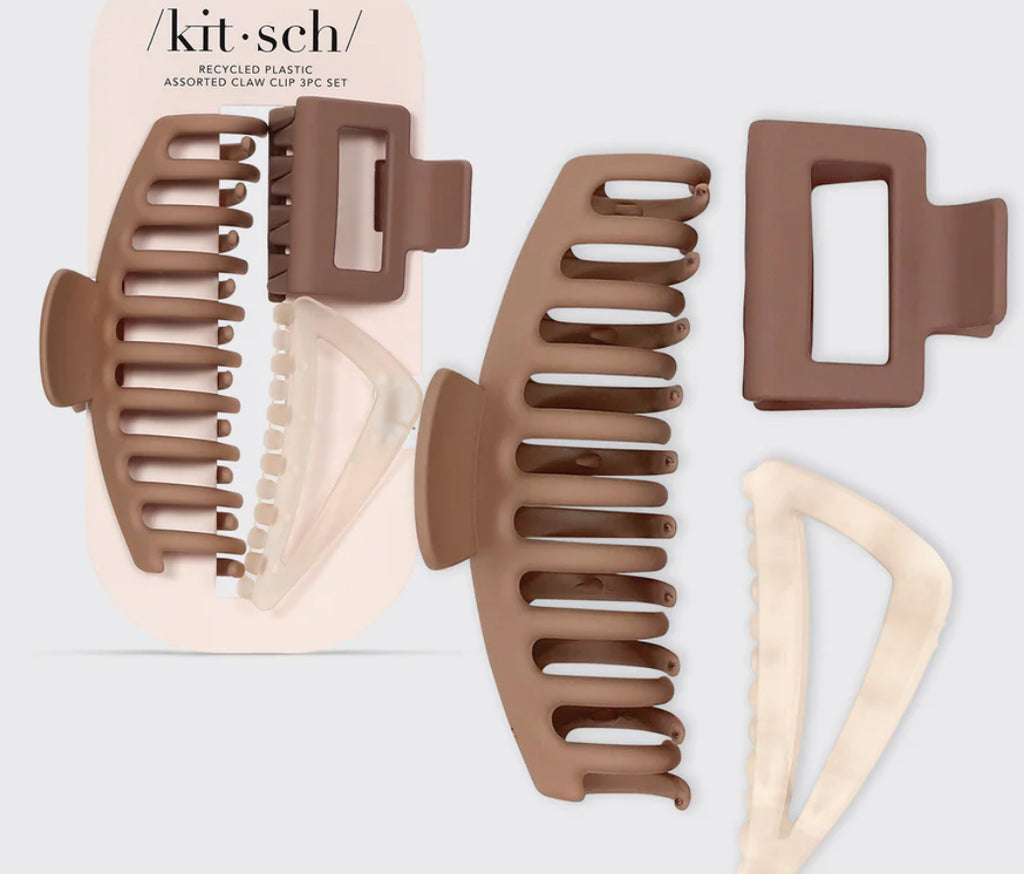Recycled Plastic Assorted Claw Clip 3pc | Kitsch