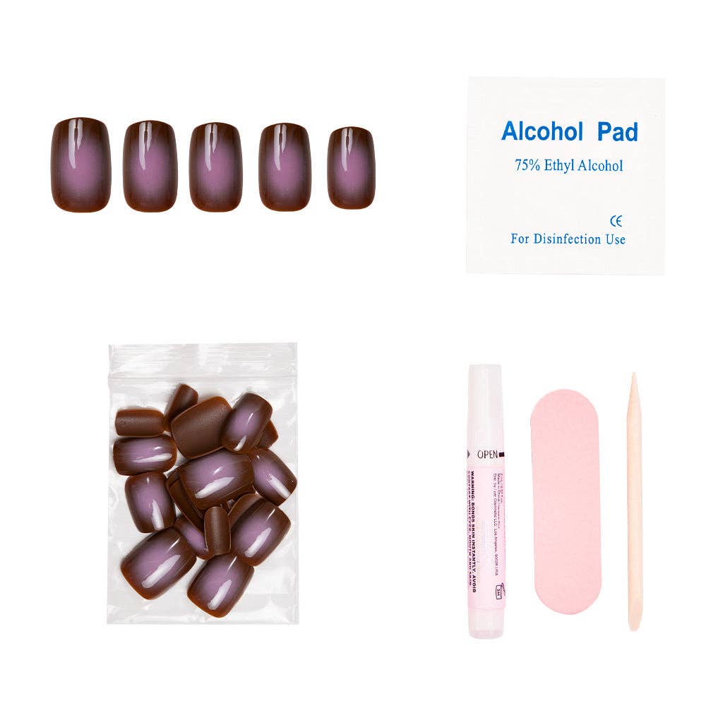 Eclipse Press-On Nails| Brown Aura Hue | Short Squoval Shape